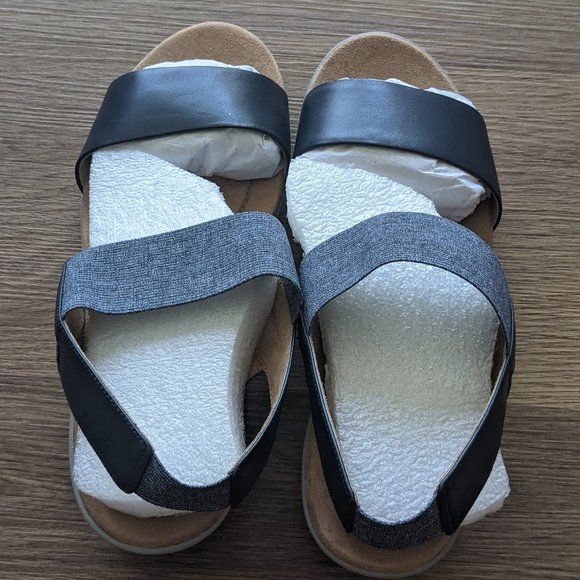 Easy Spirit Navy Kaffi Slingback Wedge Sandal - Picture 2 of 9